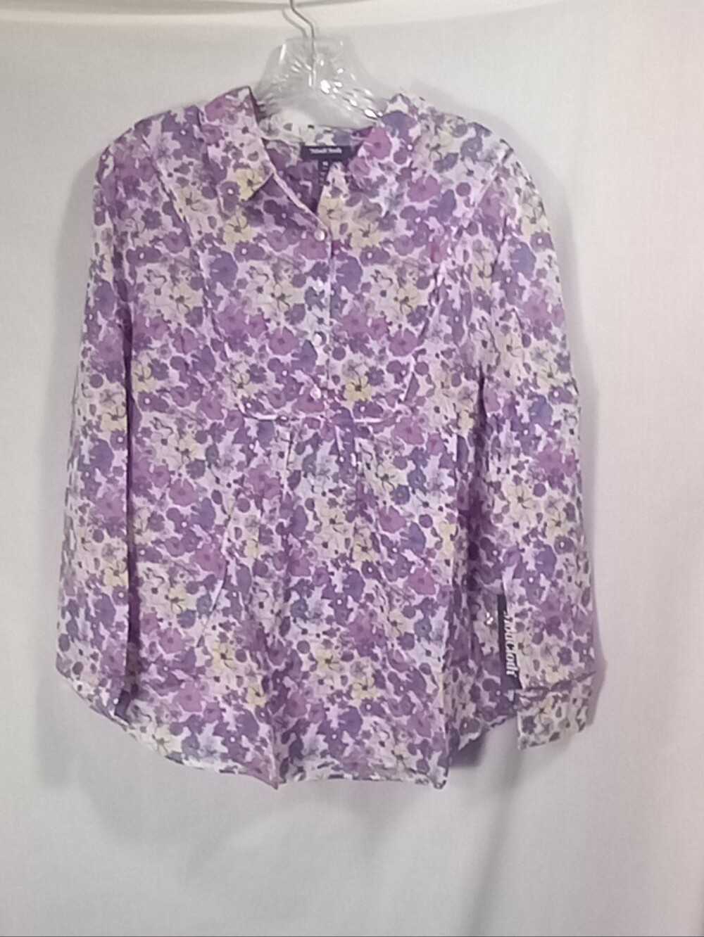 Modcloth Lavender Floral Long Sleeve Button-Front Blouse Size M NWT